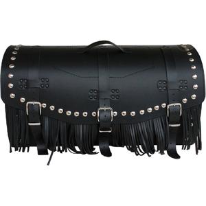 Usnjena torba za motor s ključavnico, zakovicami in resicami RSA K461 črna