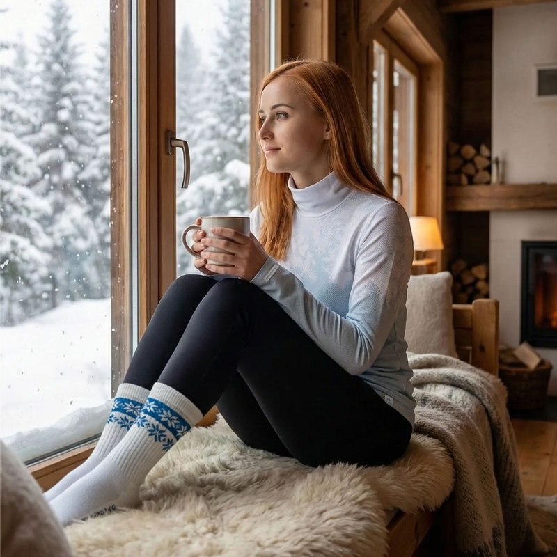 Ženska termo majica nanosilver® Frozen modro-bela II