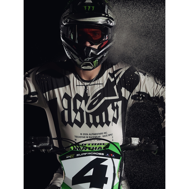 Motokros dres Alpinestars Techstar omejene izdaje Wolf Dust peščeno črne barve