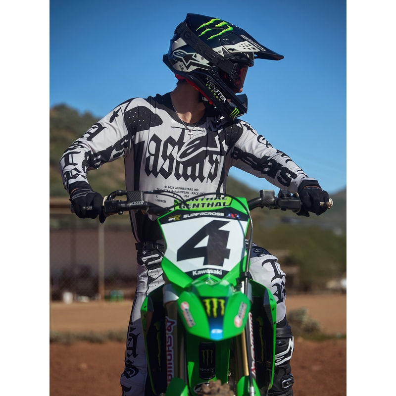 Motokros dres Alpinestars Techstar omejene izdaje Wolf Dust peščeno črne barve