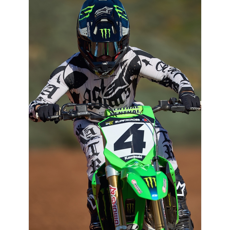 Motokros dres Alpinestars Techstar omejene izdaje Wolf Dust peščeno črne barve