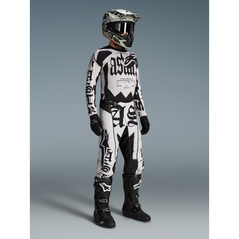 Motokros dres Alpinestars Techstar omejene izdaje Wolf Dust peščeno črne barve