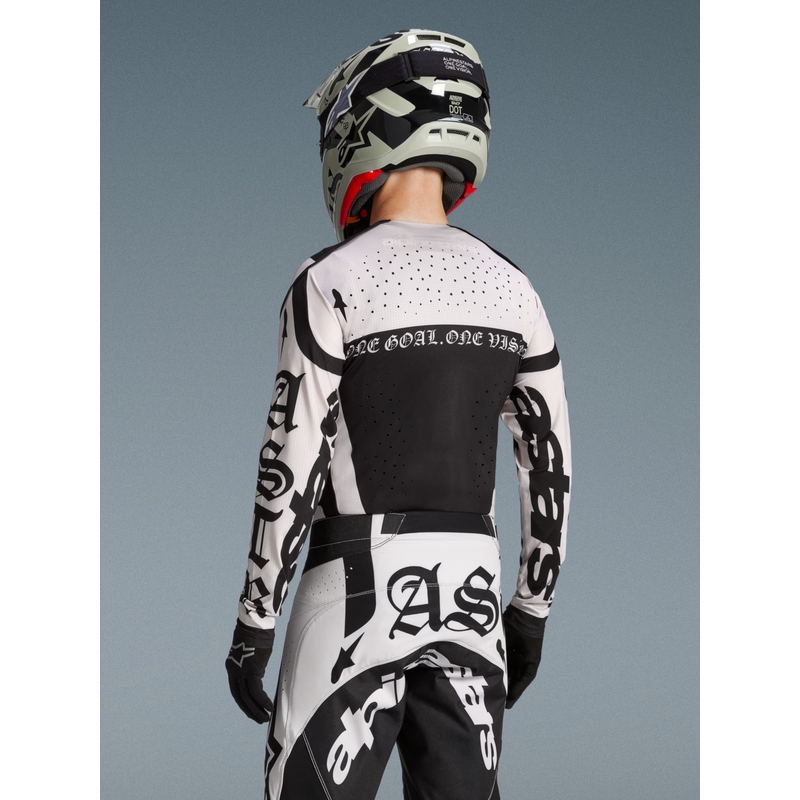 Motokros dres Alpinestars Techstar omejene izdaje Wolf Dust peščeno črne barve