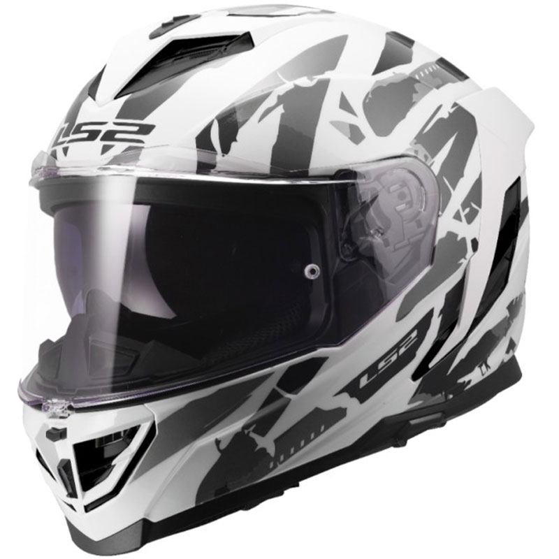 Celoobrazna motoristična čelada LS2 FF818 Storm III Kaos belo-siva