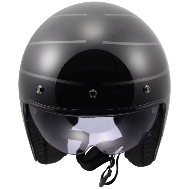 Odprta motoristična čelada LS2 OF601 Bob II Cosmic sijajna črno-siva