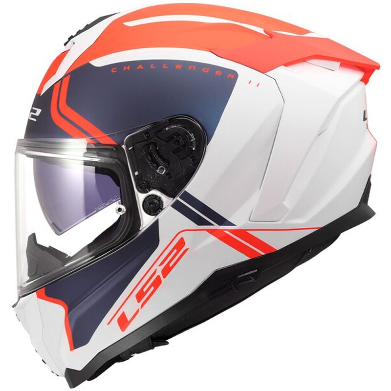 Celoobrazna motoristična čelada LS2 FF817 Challenger II Titan mat belo-modro-rdeča
