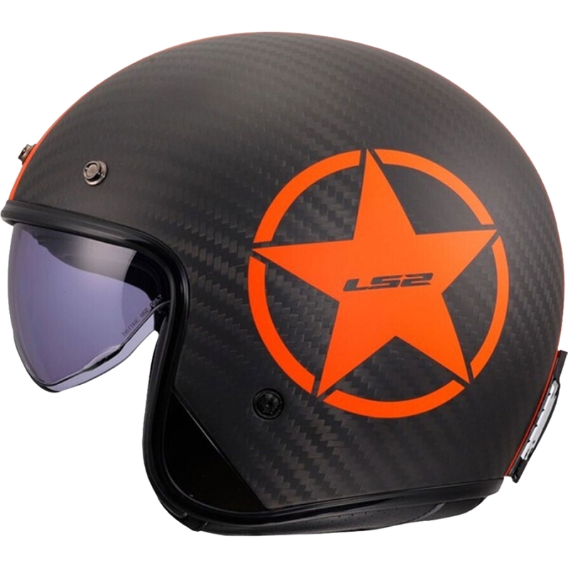 Odprta motoristična čelada LS2 OF601 Bob II Carbon Star mat oranžna