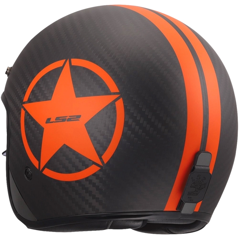 Odprta motoristična čelada LS2 OF601 Bob II Carbon Star mat oranžna