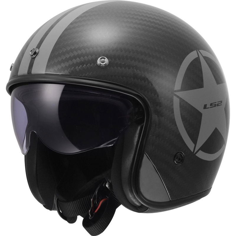 Odprta motoristična čelada LS2 OF601 Bob II Carbon Star sijajno siva