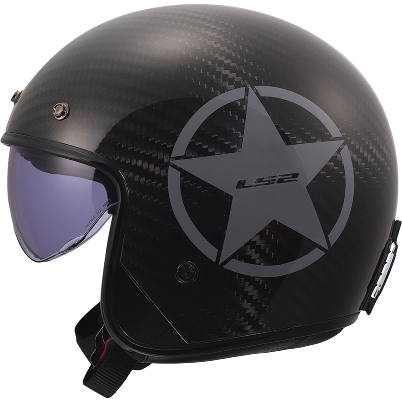 Odprta motoristična čelada LS2 OF601 Bob II Carbon Star sijajno siva