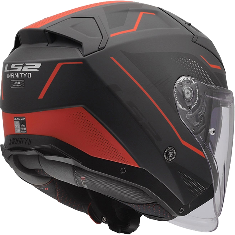 Odprta motoristična čelada LS2 OF603 Infinity II Veyron mat črno-sivo-rdeča