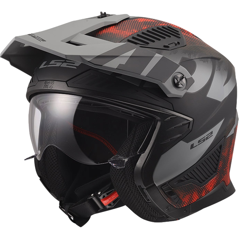 Čelada za trial motocikle LS2 OF606 Drifter Gas mat sivo-rdeča
