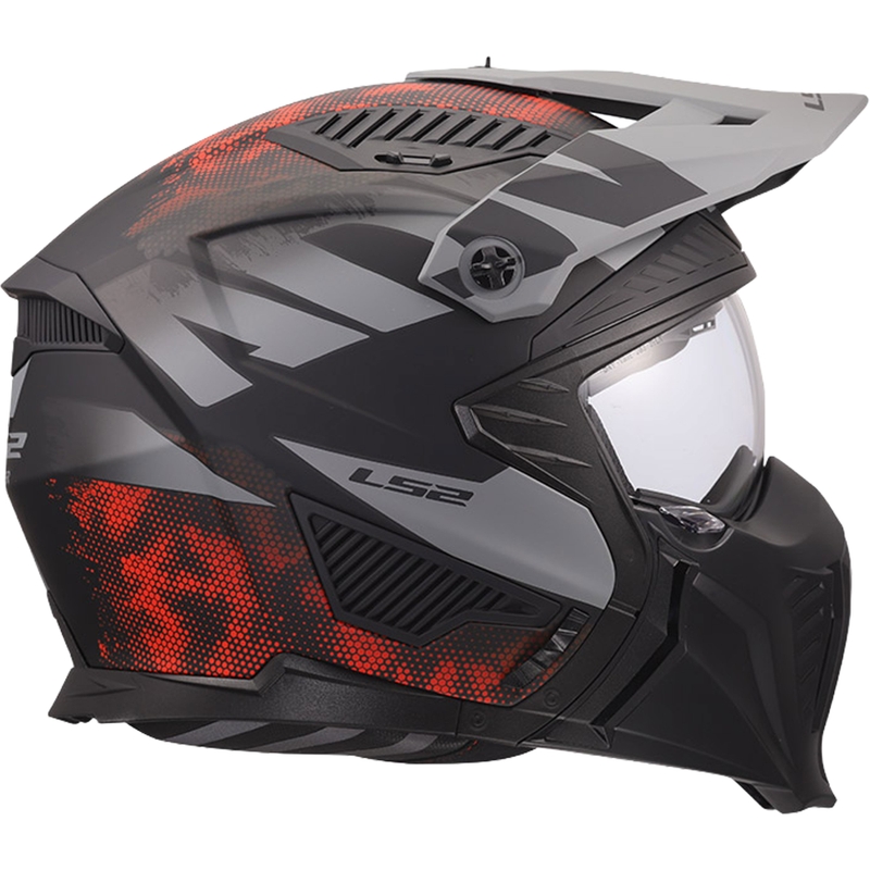 Čelada za trial motocikle LS2 OF606 Drifter Gas mat sivo-rdeča