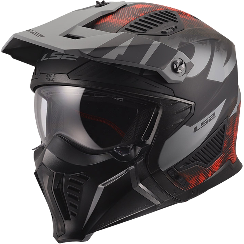 Čelada za trial motocikle LS2 OF606 Drifter Gas mat sivo-rdeča