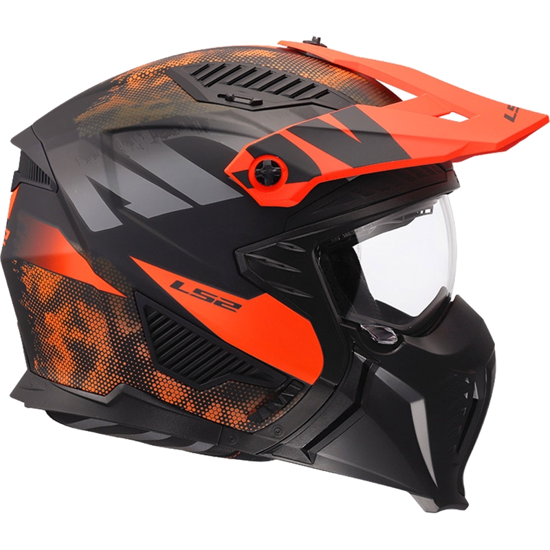 Čelada za trial motocikle LS2 OF606 Drifter Gas mat sivo-oranžna