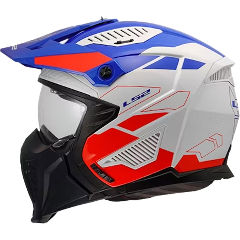 Čelada za trial motocikle LS2 OF606 Drifter Gas sijajna belo-modro-rdeča