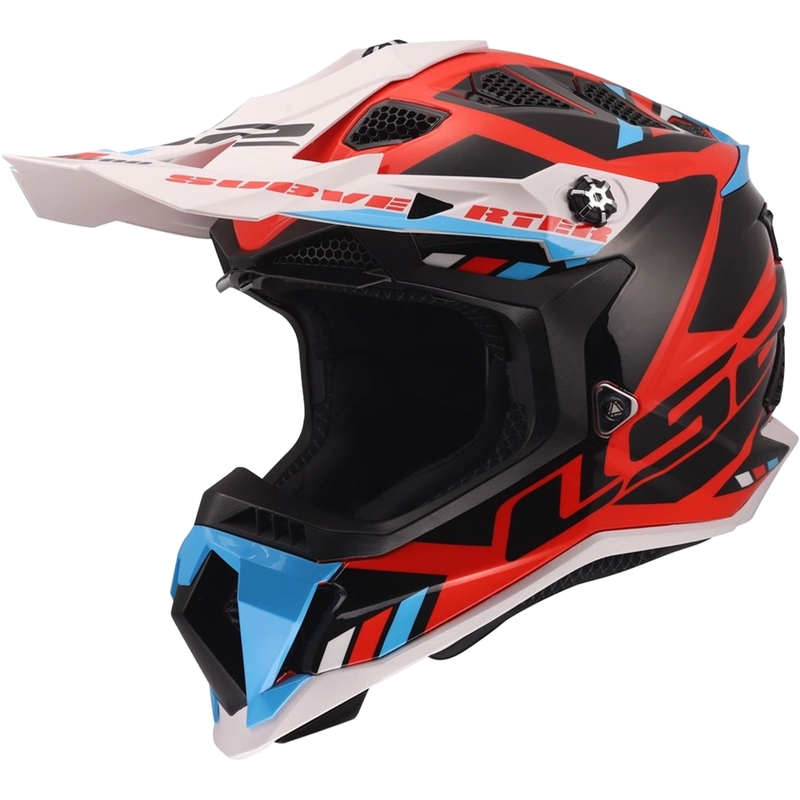 Motokros čelada LS2 MX700 Subverter Evo II Stomp sijajna belo-modro-rdeča