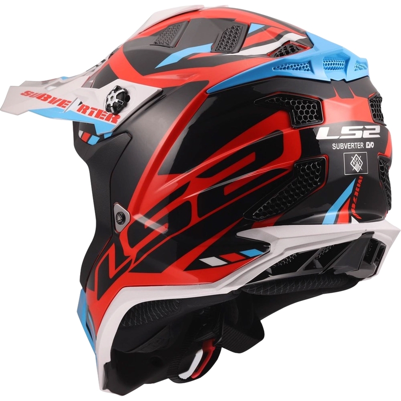 Motokros čelada LS2 MX700 Subverter Evo II Stomp sijajna belo-modro-rdeča