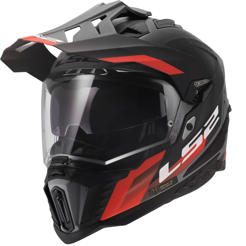 Enduro čelada LS2 MX701 Explorer Hexa mat črno-rdeče-siva
