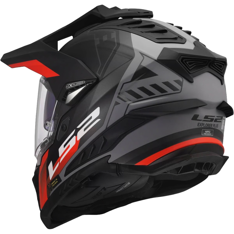 Enduro čelada LS2 MX701 Explorer Hexa mat črno-rdeče-siva