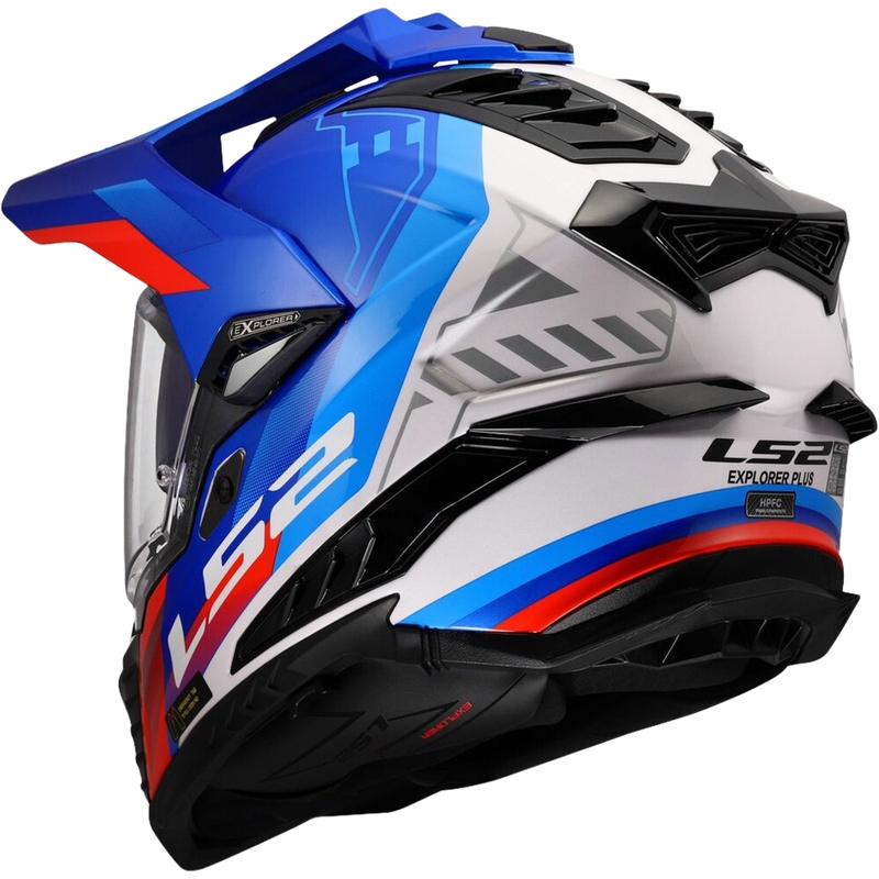 Enduro čelada LS2 MX701 Explorer Hexa sijajna belo-modro-rdeča