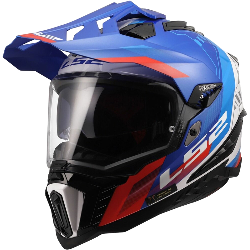 Enduro čelada LS2 MX701 Explorer Hexa sijajna belo-modro-rdeča