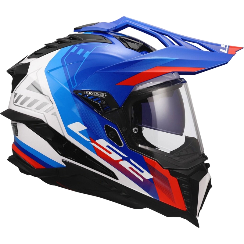 Enduro čelada LS2 MX701 Explorer Hexa sijajna belo-modro-rdeča