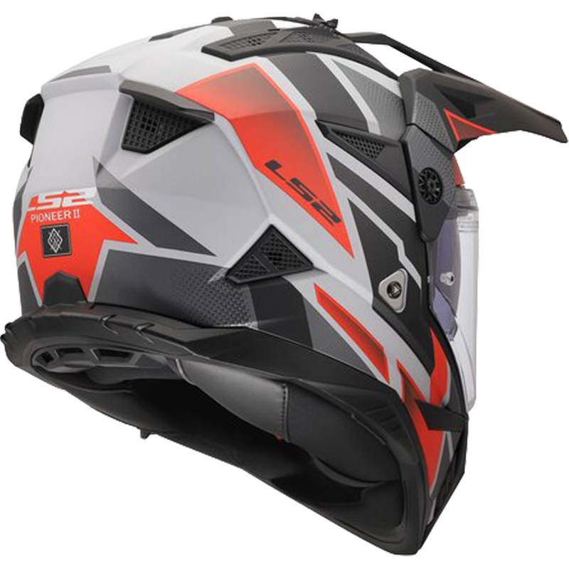 Enduro motoristična čelada LS2 MX702 Pioneer II Block mat sivo-rdeča