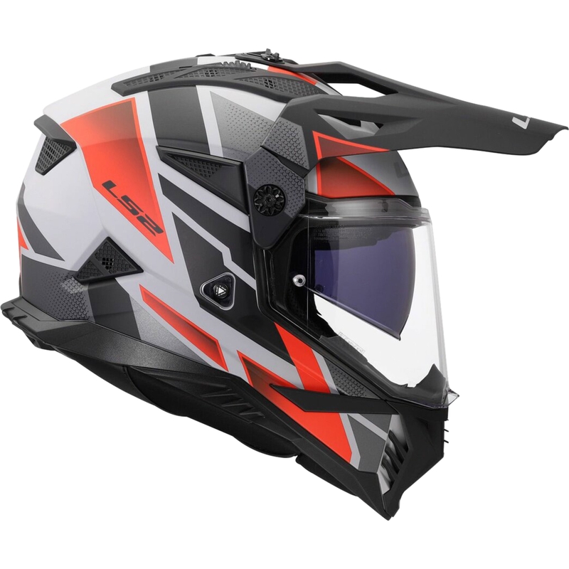 Enduro motoristična čelada LS2 MX702 Pioneer II Block mat sivo-rdeča