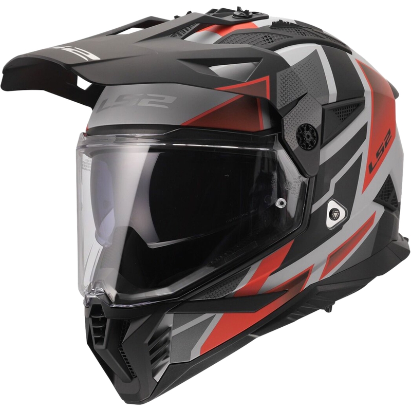Enduro motoristična čelada LS2 MX702 Pioneer II Block mat sivo-rdeča