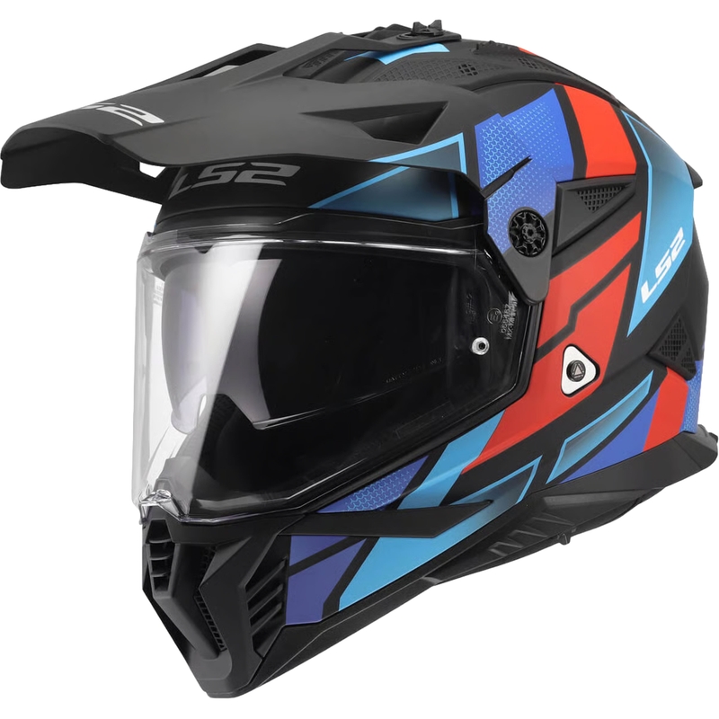 Enduro motoristična čelada LS2 MX702 Pioneer II Block mat črno-rdeče-modra