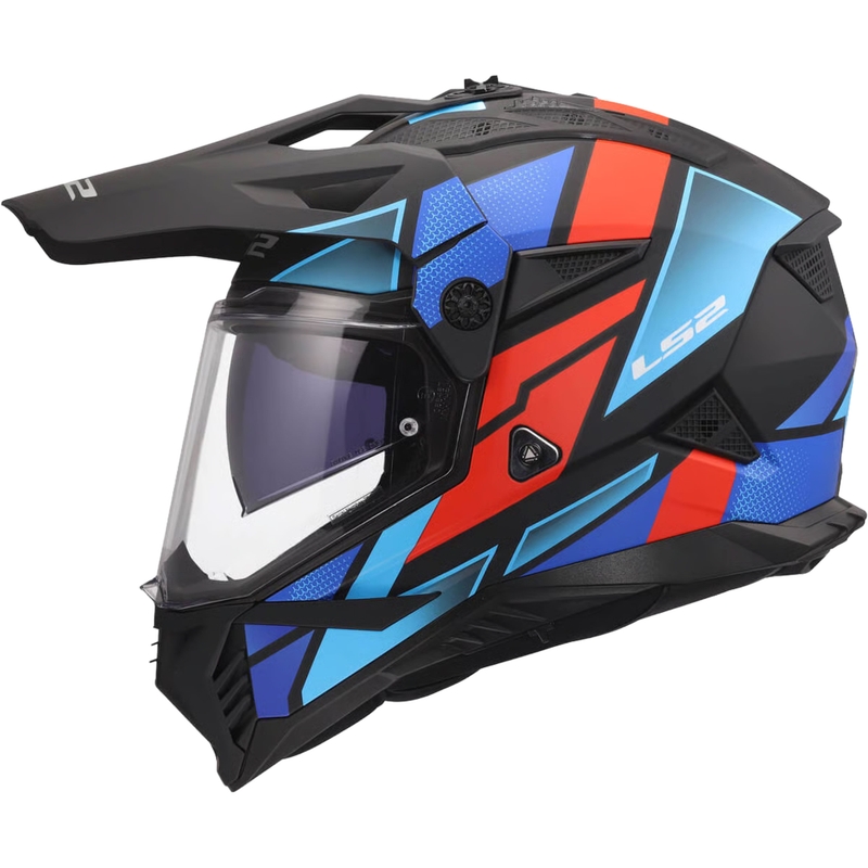 Enduro motoristična čelada LS2 MX702 Pioneer II Block mat črno-rdeče-modra