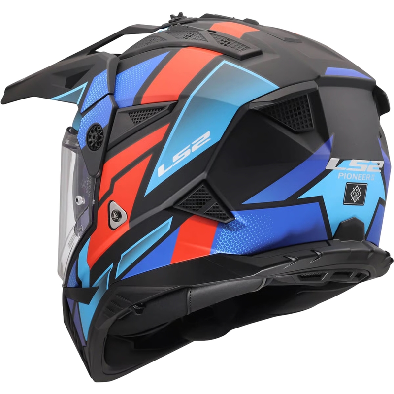 Enduro motoristična čelada LS2 MX702 Pioneer II Block mat črno-rdeče-modra