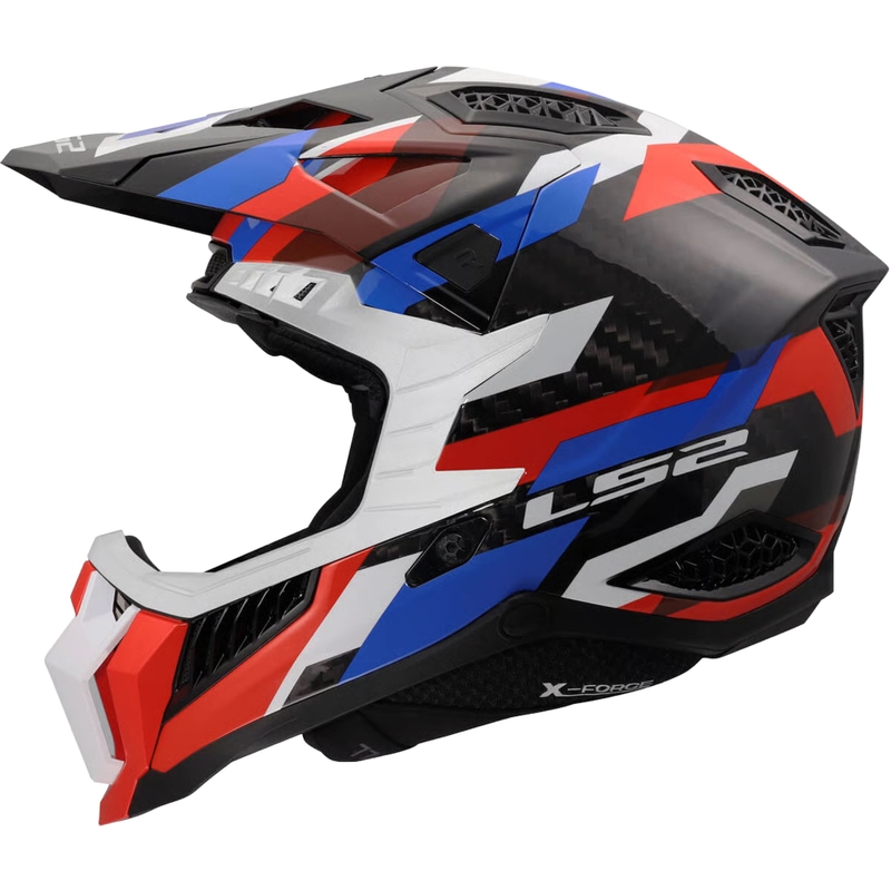 Motokros čelada LS2 MX703 X-Force Phantom sijajna belo-modro-rdeča