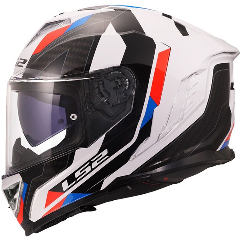 Motoristična čelada LS2 FF818 Storm III Sports, sijajna belo-modro-rdeča