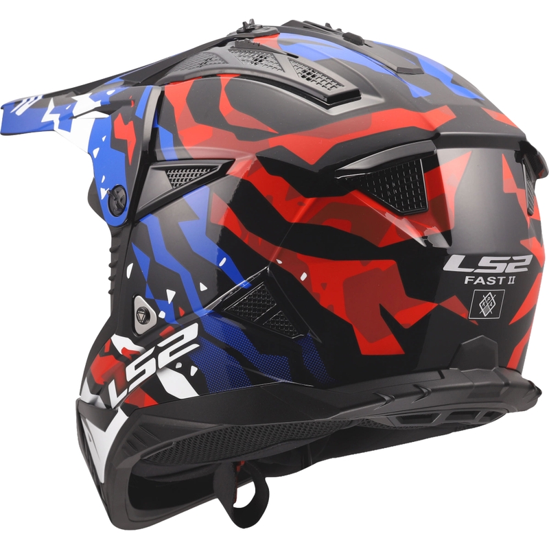Motokros čelada LS2 MX708 Fast II Grotesk sijajna belo-modro-rdeča