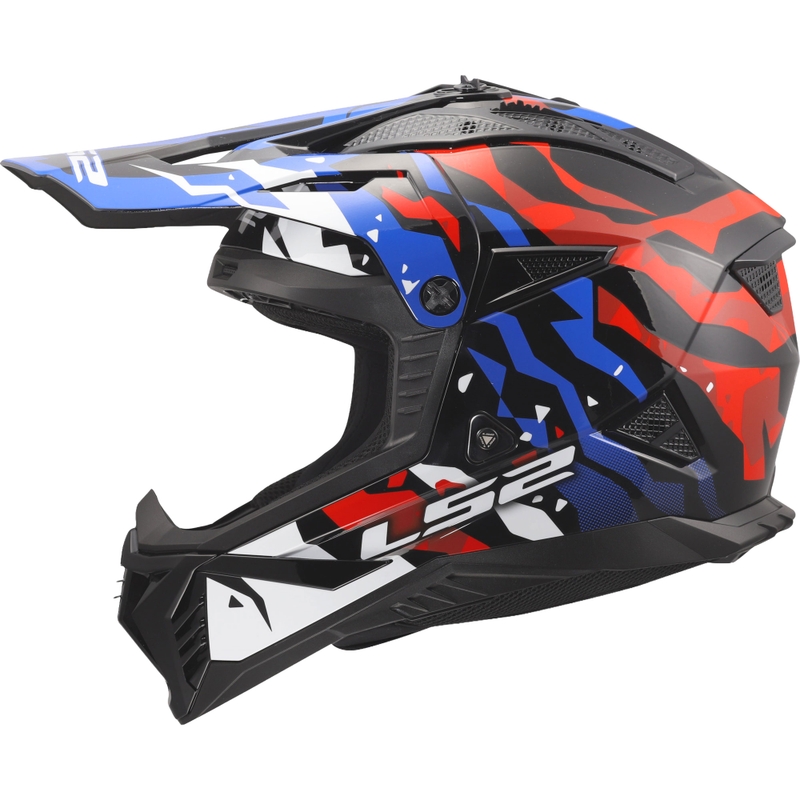 Motokros čelada LS2 MX708 Fast II Grotesk sijajna belo-modro-rdeča