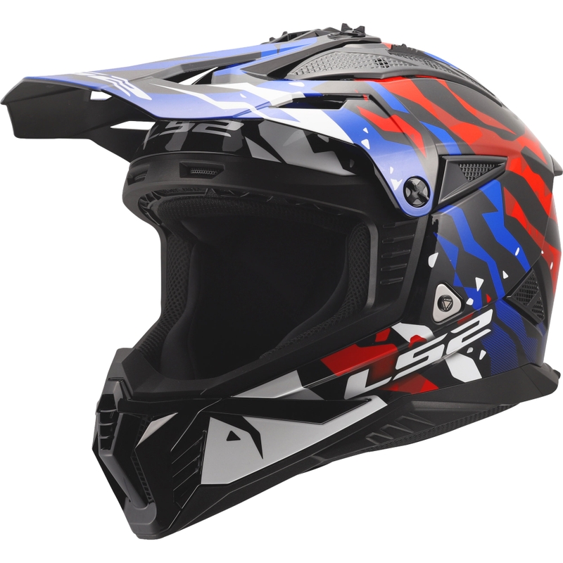 Motokros čelada LS2 MX708 Fast II Grotesk sijajna belo-modro-rdeča
