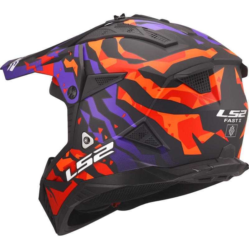 Motokros čelada LS2 MX708 Fast II Grotesk mat vijolično-oranžna