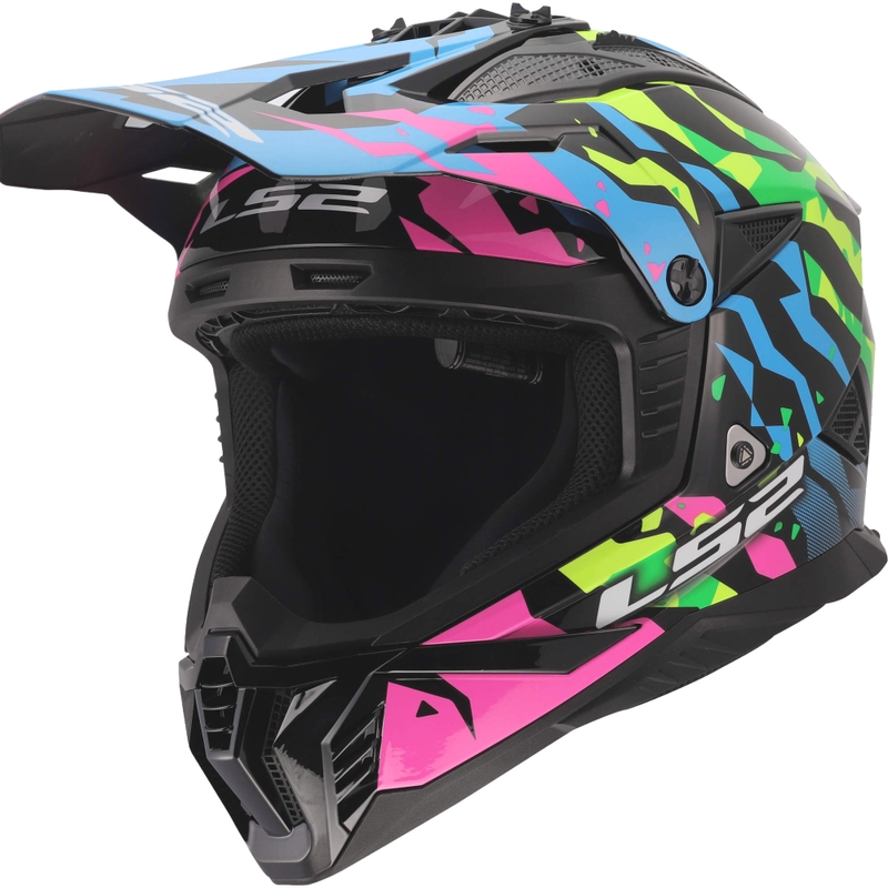 Motokros čelada LS2 MX708 Fast II Grotesk sijajna modro-roza-zelena