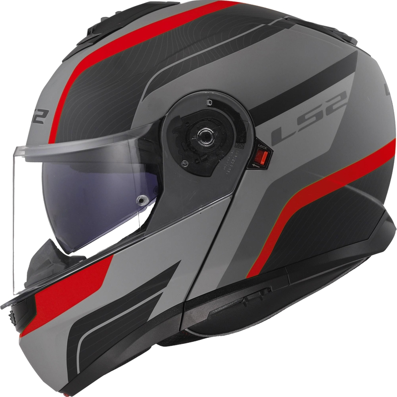 Preklopna čelada LS2 FF908 Strobe II Monza mat črno-sivo-rdeča