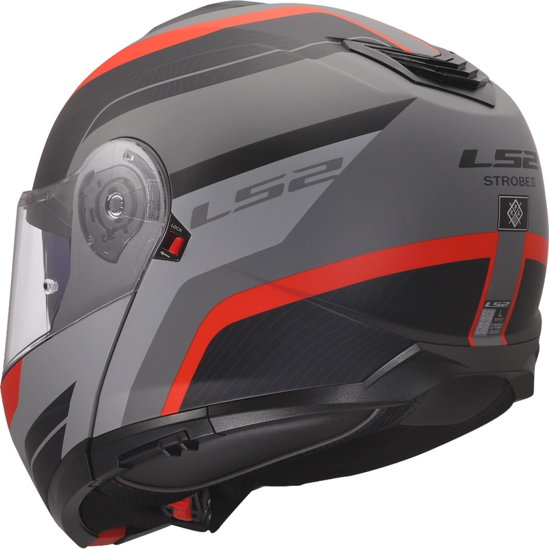 Preklopna čelada LS2 FF908 Strobe II Monza mat črno-sivo-rdeča