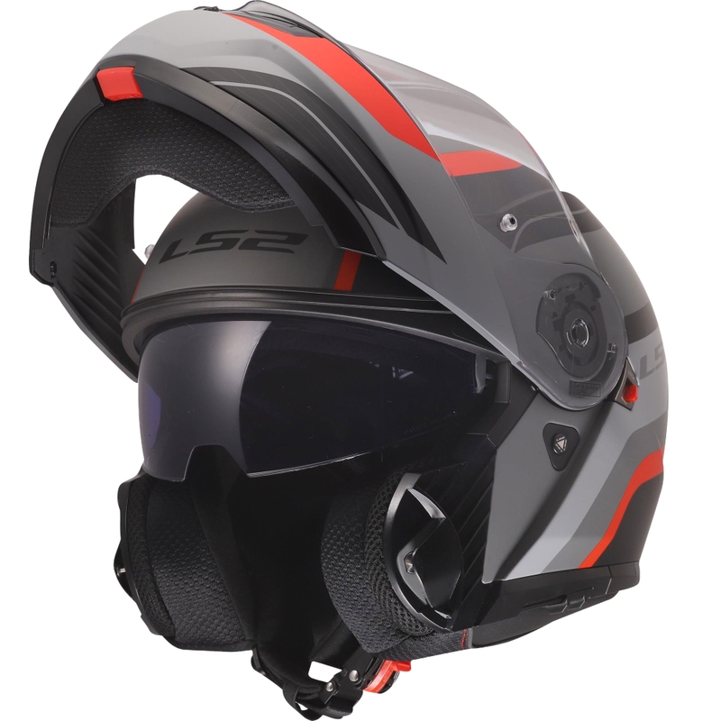 Preklopna čelada LS2 FF908 Strobe II Monza mat črno-sivo-rdeča