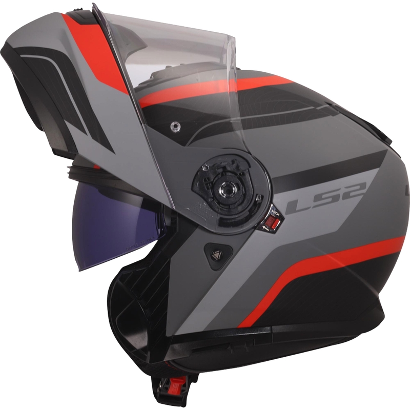 Preklopna čelada LS2 FF908 Strobe II Monza mat črno-sivo-rdeča