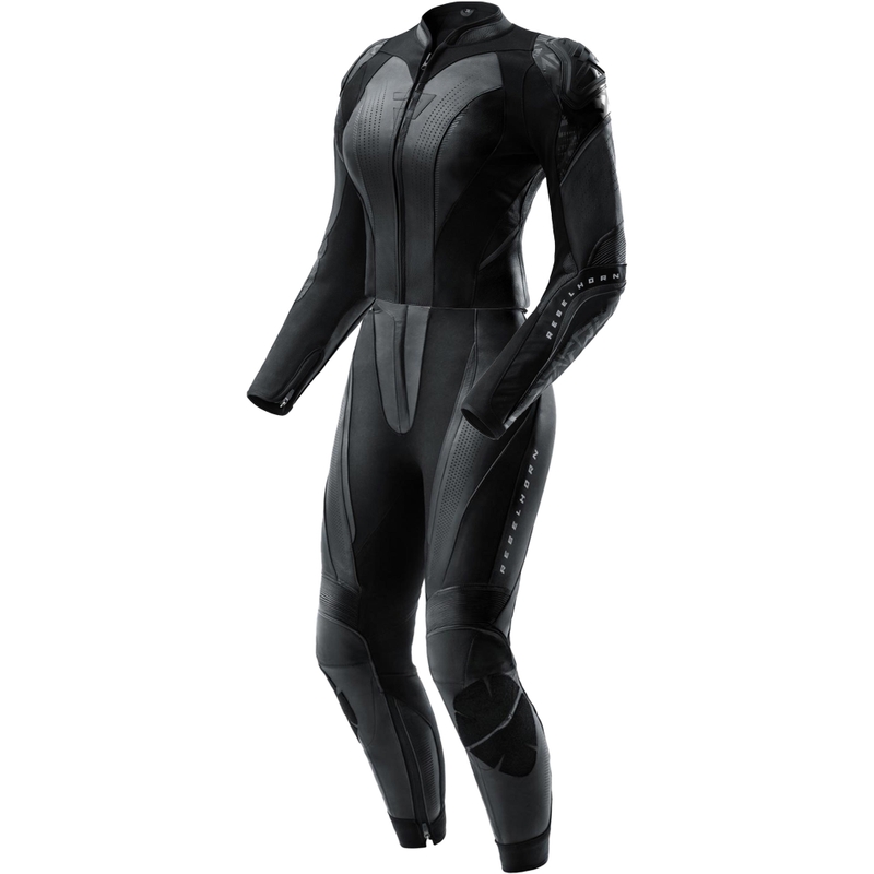 Ženski dvodelni usnjen motoristični kombinezon Rebelhorn Diva RS črne barve