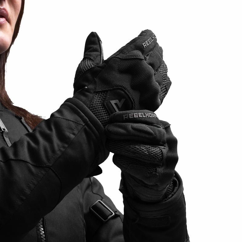 Ženske motoristične rokavice Rebelhorn Core črne