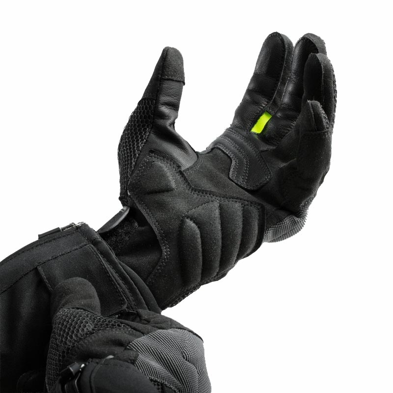 Ženske motoristične rokavice Rebelhorn Core črno-sivo-fluo rumene