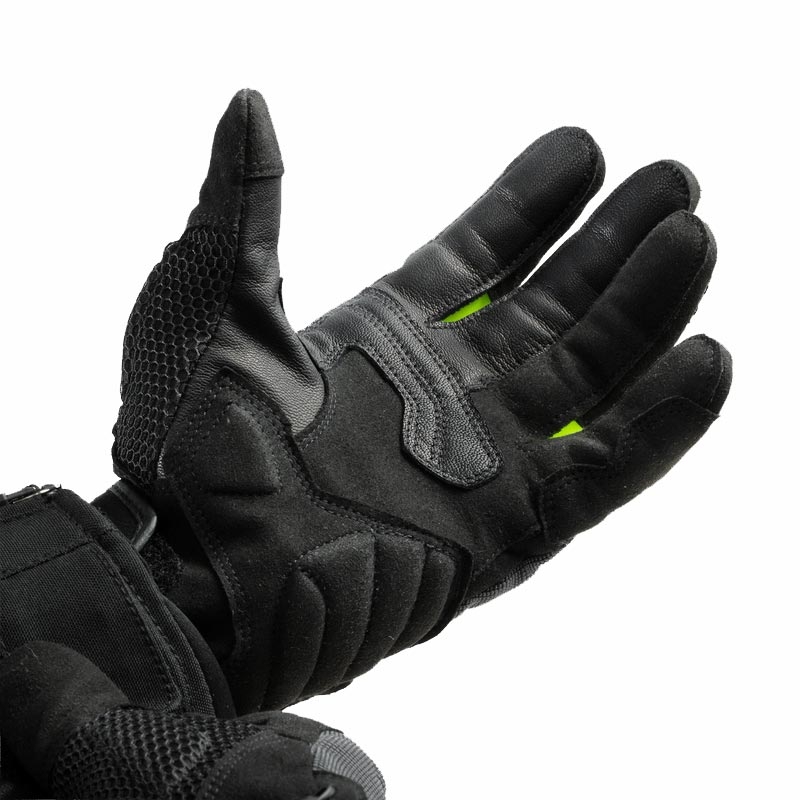 Ženske motoristične rokavice Rebelhorn Core črno-sivo-fluo rumene
