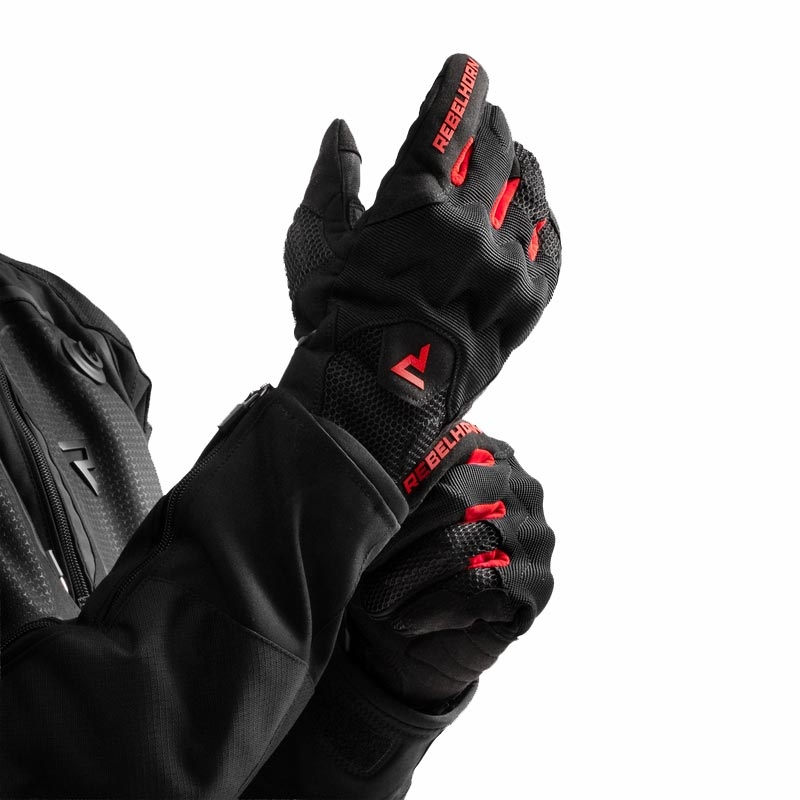 Moto rokavice Rebelhorn Core črno-rdeče