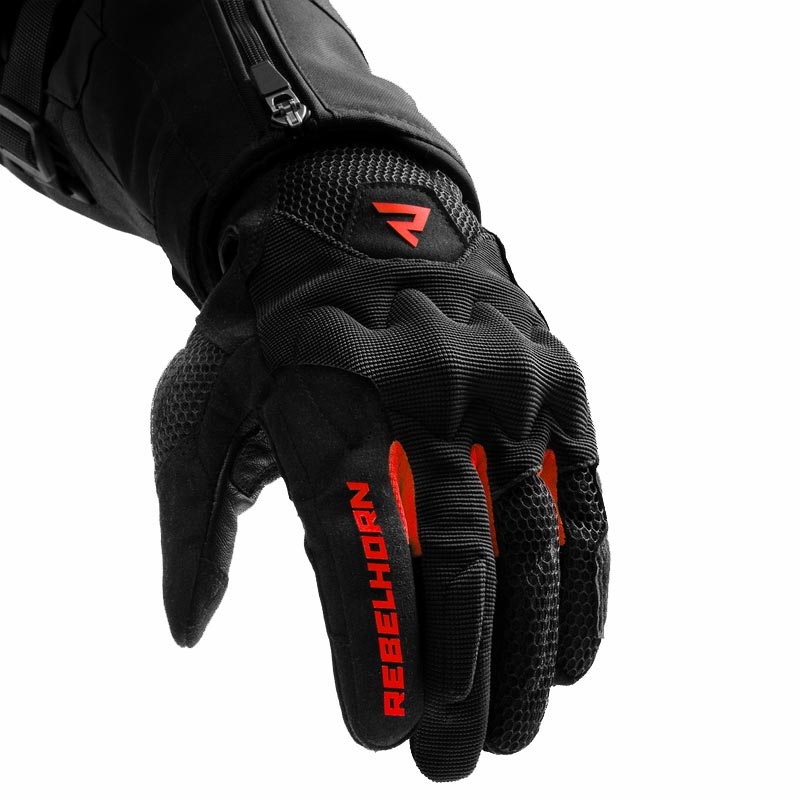 Moto rokavice Rebelhorn Core črno-rdeče